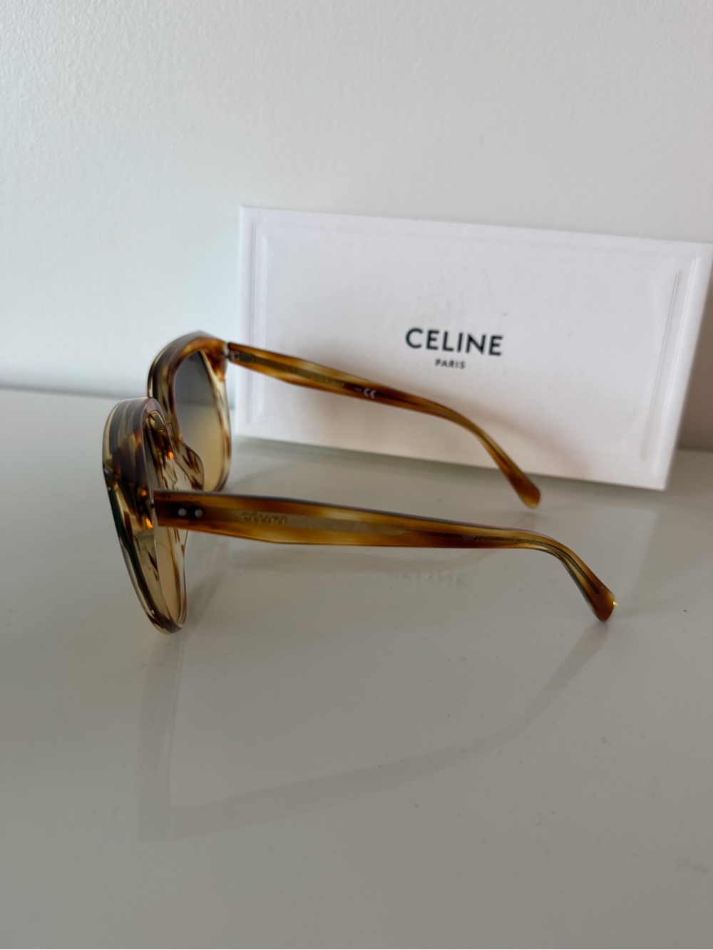Celine Tortoiseshell Cat-Eye Sunglasses with Brown Gradient Lenses - Picture 6 of 7